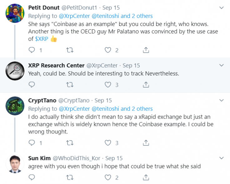 Twitter comments XRP and Coinbase